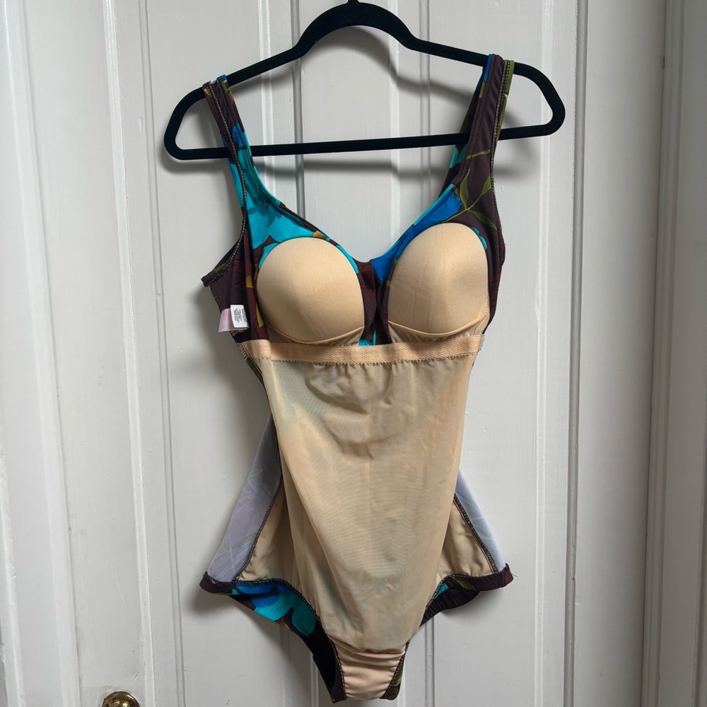 Vintage 70s Rose Marie Reid Swimming Costume One Piece Swimsuit - Blue / Brown - Picture 4 of 8